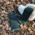 Guantes de punto sin dedos a rayas verde y negro para ciclismo de invierno, lana cálida de estudiante. - 27x11cm-W212 / Verde