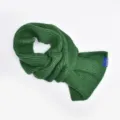 Solid color green knitted cross scarf, warm winter wool neck wrap for daily wear. - Green