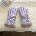 Women winter warm windproof gloves plush cuff touch screen cycling outdoor purple gloves - G005 / Purple