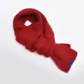 Red knitted warm cross scarf detail, solid color wool winter neck warmer for women. - Red