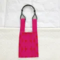 Sac à épaule tricoté pour femme avec motif géométrique et poignée noire, cabas tendance. - Style épaule / Rose rouge