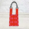 Sac à épaule tricoté pour femme avec motif géométrique orange et rose vif très élégant. - Style épaule / Rouge Orangé