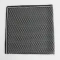 Detailed view of 70cm black and white chain print square silk scarf, stylish luxury accessory. - 70x70cm / Black