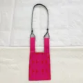 Sac à bandoulière tricoté pour femme motif géométrique rose sac à main tissé fait main - Style bandoulière / Rose rouge