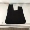 Japanische Knoten Tasche einfarbig schwarz tragbare Stoffhandtasche minimalistische Handtasche - Schwarz