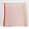 Pañuelo de seda a cuadros rojos y blancos, cuadrado de 70cm, accesorio de moda minimalista. - Rojo
