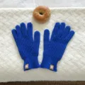 Guantes de invierno de punto cálidos para mujer azul sólido de cinco dedos cómodos uso diario. - 24x12cm-S406C / Azul
