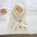 Koreaanse stijl gebreide bivakmuts winter warme effen kleur capuchon met knopen - Eendelige Balaclava / Broken Wit