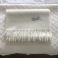 Weißer Woll-Fransenschal Winter warmer einfarbiger Schal weiches Wollmaterial Variante - Elfenbein
