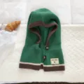Winter warm green knitted hooded scarf combo for women and kids cute stylish outdoor daily wear. - Integrated Hooded Scarf / Green