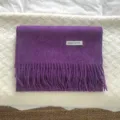 Bufanda de invierno de lana morada 100% con flecos suaves, cuello cálido liso para mujeres. - Púrpura