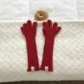 Rode gebreide lange handschoenen winter armwarmers thermische vingerloze handschoenen - Lange Handschoenen / Rood