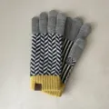 Winter Japanese color block knitted gloves for couples, warm and thick riding gloves. - Yellow / 21x9cm