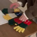Colorful knit gloves for autumn and winter, warm wool touch screen split finger gloves for you. - Yellow