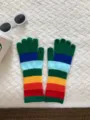 Colorful striped knit touch screen gloves detail, warm winter thermal gloves for couples. - 28X12CM-E104S / Green