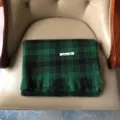 Écharpe d'hiver à carreaux vert et noir classique avec franges élégantes, chaude et chic. - 200x68cm / Vert