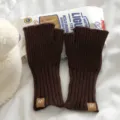 Guantes de punto sin dedos marrones para hombres y mujeres, mitones de lana calientes. - 20x9cm / Marrón Oscuro