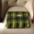 Écharpe à franges à carreaux chaude d'hiver pour femmes, accessoire chic effet cachemire. - 200x68cm / Jaune-vert