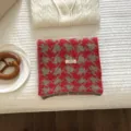 Sciarpa spessa in maglia pied-de-poule rossa e grigia invernale scialle caldo da donna - Rosso scuro / 164X22CM-T301MM