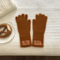 Herbst Winter einfarbig Wolle Mischung Strick Touchscreen Handschuhe für Herren warm. - 28x11cm / Karamellbraun
