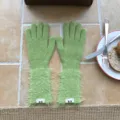 Grüne Strick-Touchscreen-Handschuhe mit kuscheligen Plüsch-Stulpen für den Winter. - Einheitsgröße (W313) / Grün