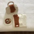 Brown plush five-finger gloves winter warm cute knitwear accessory display item - 27X10CM-W207MD / Caramel color