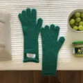 Grüne Winter Strick-Touchscreen-Handschuhe Detail, warme dicke Wollhandschuhe für den Alltag. - Grün