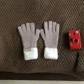 Knit winter gloves with fluffy white cuffs, thick warm fleece-lined cold-weather thermal gear. - 30x11cm / Tan