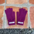 Lila Strickhandschuhe Winter warme Fünffinger-Handschuhe einfarbige Alltagskleidung - 21x11cm-H005S / Fuchsie