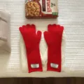 Rote Strickhandschuhe Damen Winter warm lange Bündchen einfarbig stilvoll kuschelig neu - Rot