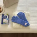 Blue fuzzy five-finger gloves, soft and warm winter thick knit design for women daily wear. - 27X10CM-W207MD / Sky Blue