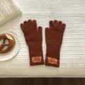 Winter Strick Touchscreen Handschuhe einfarbig warme thermische Handschuhe Detailansicht - 28x11cm / Ziegelrot