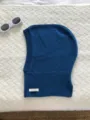 Solid color wool knitted balaclava hood winter warm face cover beanie hat for couple - Navy Blue