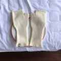 Beigefarbene fingerlose Strickhandschuhe für Damen, kuschelige warme Halbfinger Wintermode. - 22x10cm / Weiß
