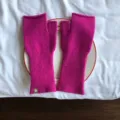 Damen Winter warm Strick fingerlose Handschuhe einfarbig rosa thermische Halbfinger Hand - 22x10cm / Fuchsia