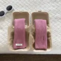 Pink 100% wool knitted arm warmers half finger gloves cozy winter accessories chic daily wear - Pink