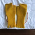 Gestreickte fingerlose Handschuhe Herbst Winter warme unifarbene Strick Halbfinger Handschuhe - 22x10cm / Kurkuma