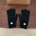 Schwarze Strick-Winterhandschuhe für Paare, warme Waffel-Muster Fünf-Finger-Wollhandschuhe. - 29x12cm / Schwarz