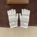 Herbst Winter Strick fünf Finger Waffel Handschuhe Paar warme einfarbige Wollhandschuhe - 29x12cm / Gebrochenes Weiß