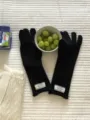 Schwarze Strickwarme Handschuhe Winter Touchscreen Wollhandschuhe Dicke Kaltesichere Handschuhe - Schwarz