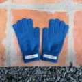 Blaue Winter Strickhandschuhe Detailaufnahme, warme einfarbige fünf Finger Touchscreen Handschuhe. - 21x11cm-H005S / Marineblau