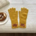 Gemütliche Winter Strickhandschuhe einfarbig Wollmischung warme Touchscreen Handschuhe - 28x11cm / Gelb