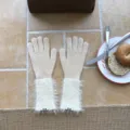Beige strickhandschuhe mit pluschigen buendchen winterwarme touchscreen mode accessoires - Einheitsgröße (W313) / Camel