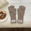 Herren Winter einfarbig Wollemischung Strick Touchscreen warme Handschuhe Khaki Variante - 28x11cm / Mokka