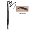 Dual-ended automatic eyebrow pencil detail, triangular tip with brush, shade 01 black. - Black