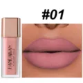 Matte liquid lipstick waterproof long-lasting velvet lip gloss cosmetic shade number 01. - Electroplated Cap Waterproof Non-stick Matte Lip Glaze #01