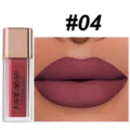 Handaiyan matte liquid lipstick waterproof velvet lip gloss shade 04 long lasting makeup - Waterproof Transfer-Proof Matte Lip Glaze with Electroplated Cap #04