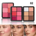 12-color multi-use cream blush contour and concealer palette, shade 02 metal case makeup set. - 12-Color Tin Case Blush Palette 02