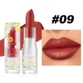 Handaiyan matte lipstick in shade 09 with transparent floral tube, long-lasting color and smooth finish. - 09# Smoky Black