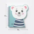 Lindo cuaderno de espiral con forma de oso cubierta de rayas azules papelería portátil - Dibujos Animados 10 (Oso Polar)